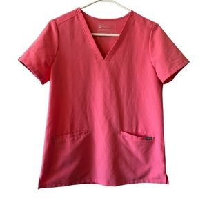 Figs Women's Casma Pink Three Pocket V-Neck Scrub Top Small Healthcare Nurse